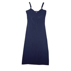 Vintage Babe Black Velvet Midi Dress Rhinestone Strap‎ Surplice V-Neck Small